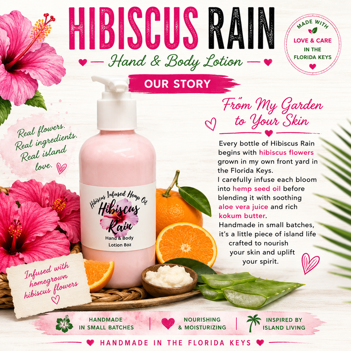 Hibiscus Rain Infused Aloe & Shea Lotion – Tangerine Raspberry 8oz