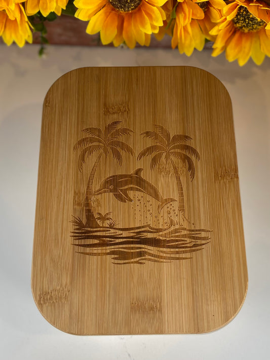 Bamboo Engraved Lid on Glass Storage Bowl 50 oz