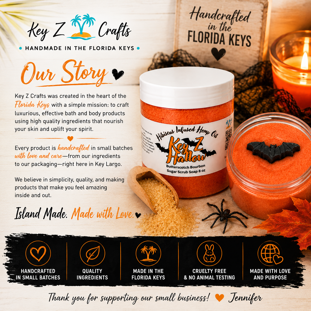 Key Z Hallow – Butterscotch Bourbon Sugar Scrub Soap 🎃🥃