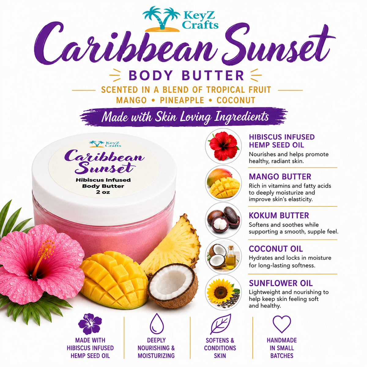 Caribbean Sunset Hibiscus Infused Body Butter 8oz