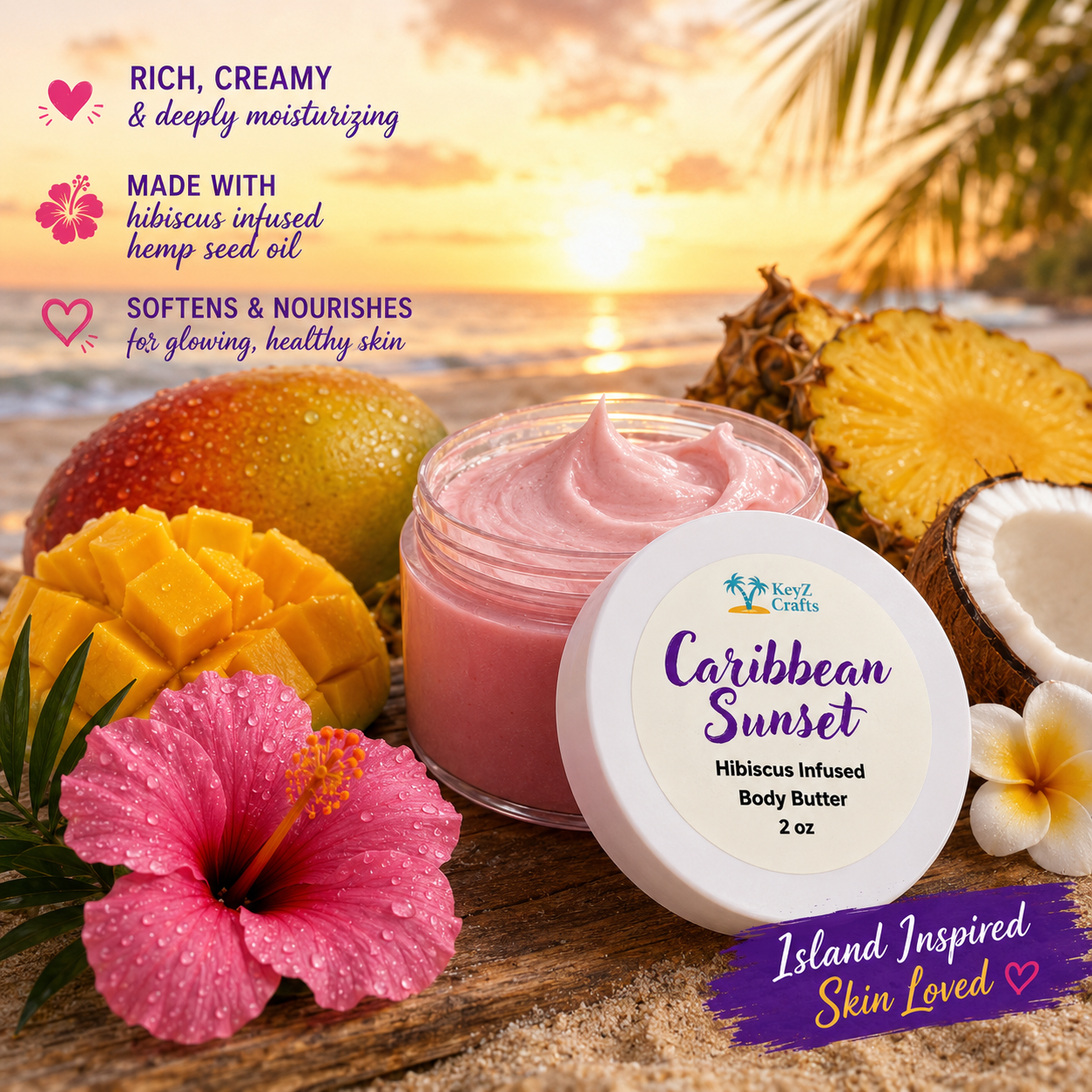 Caribbean Sunset Hibiscus Infused Body Butter 8oz
