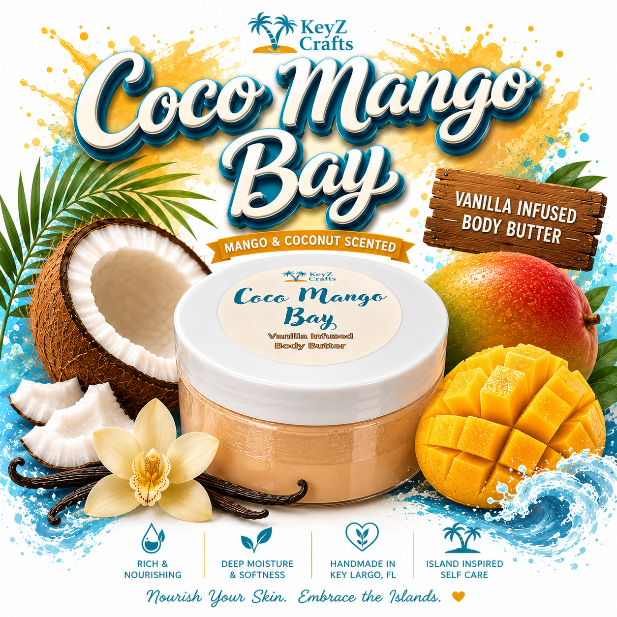 Coco Mango Bay Body Butter – Vanilla Infused (8 oz)