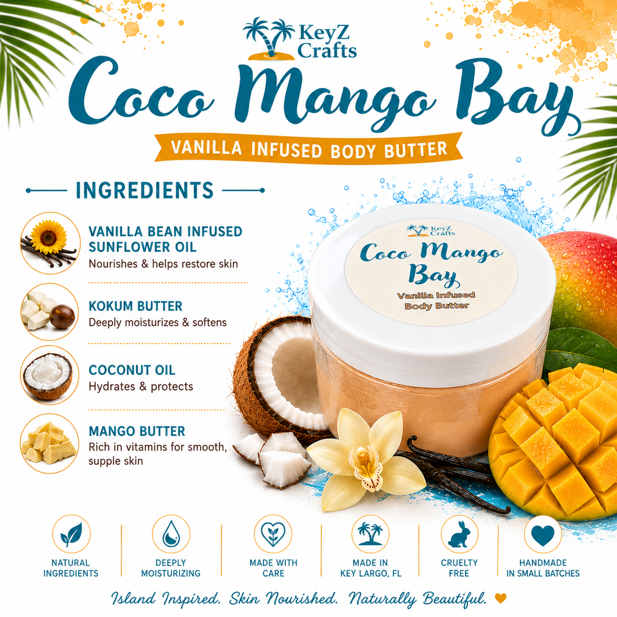 Coco Mango Bay Body Butter – Vanilla Infused (8 oz)