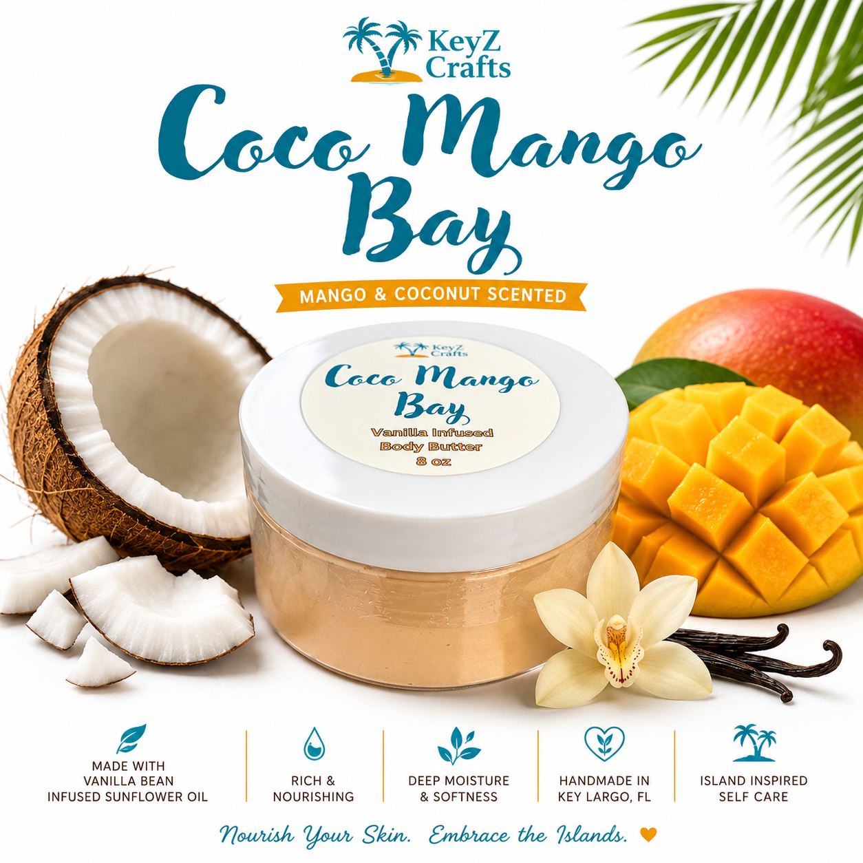 Coco Mango Bay Body Butter – Vanilla Infused (8 oz)