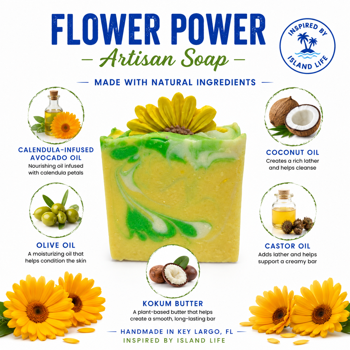 Flower Power Calendula Infused Artisan Soap