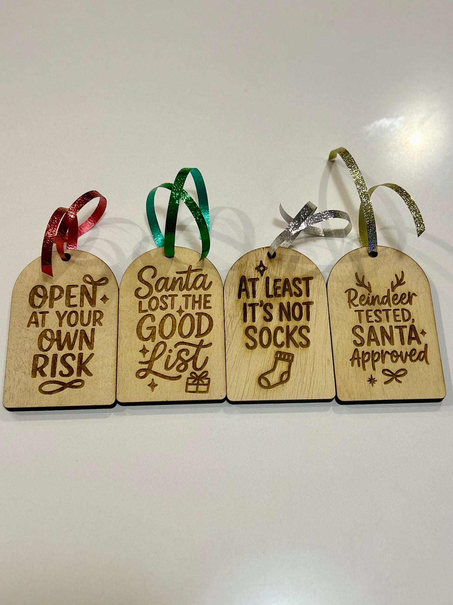 Engraved Wooden Gift Tags Set of 4