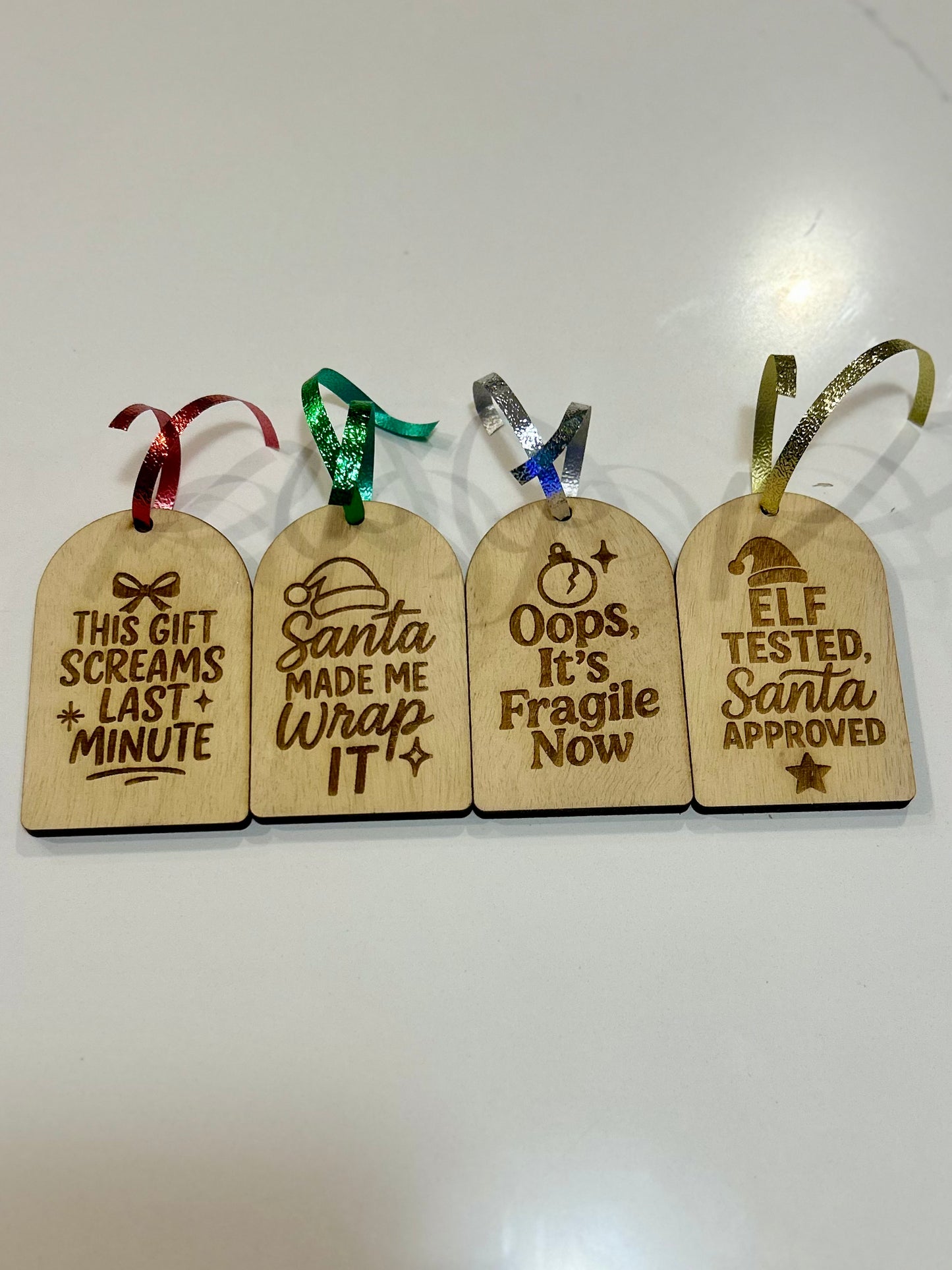 Engraved Wooden Gift Tags Set of 4