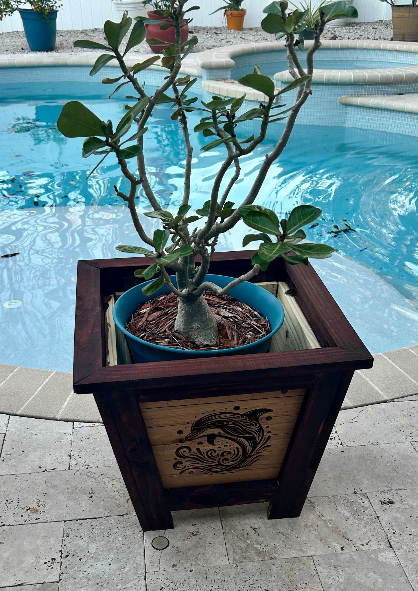 Wooden Planter Box Engraved