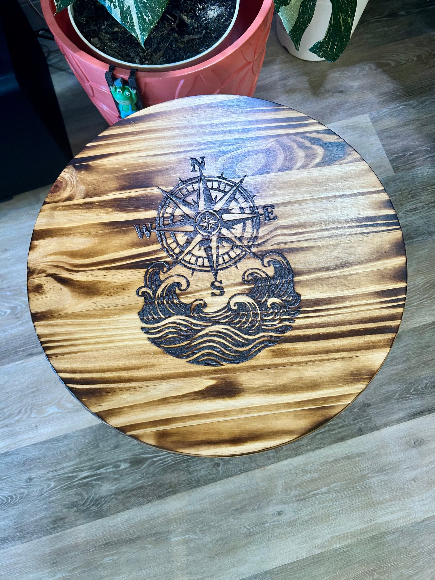 Torched and Engraved Wood Tables