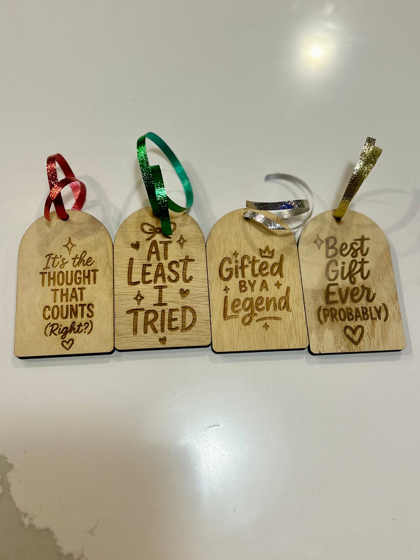 Engraved Wooden Gift Tags Set of 4