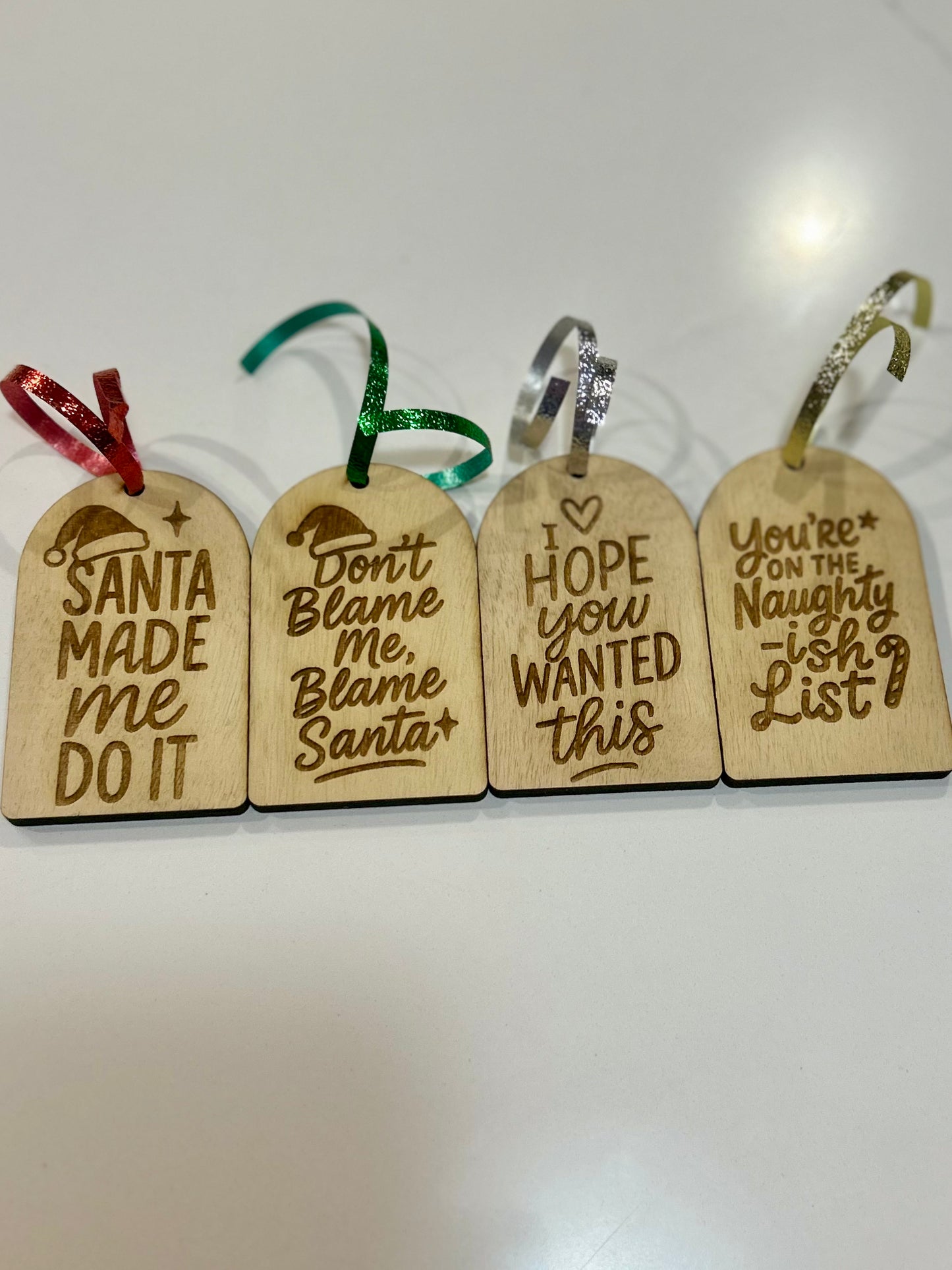 Engraved Wooden Gift Tags Set of 4