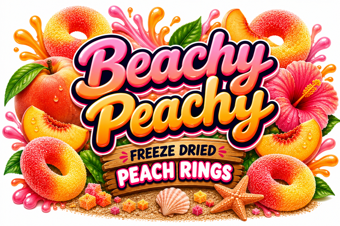 🍑🏖️ Beachy Peachy Freeze-Dried Peach Rings – 2 oz