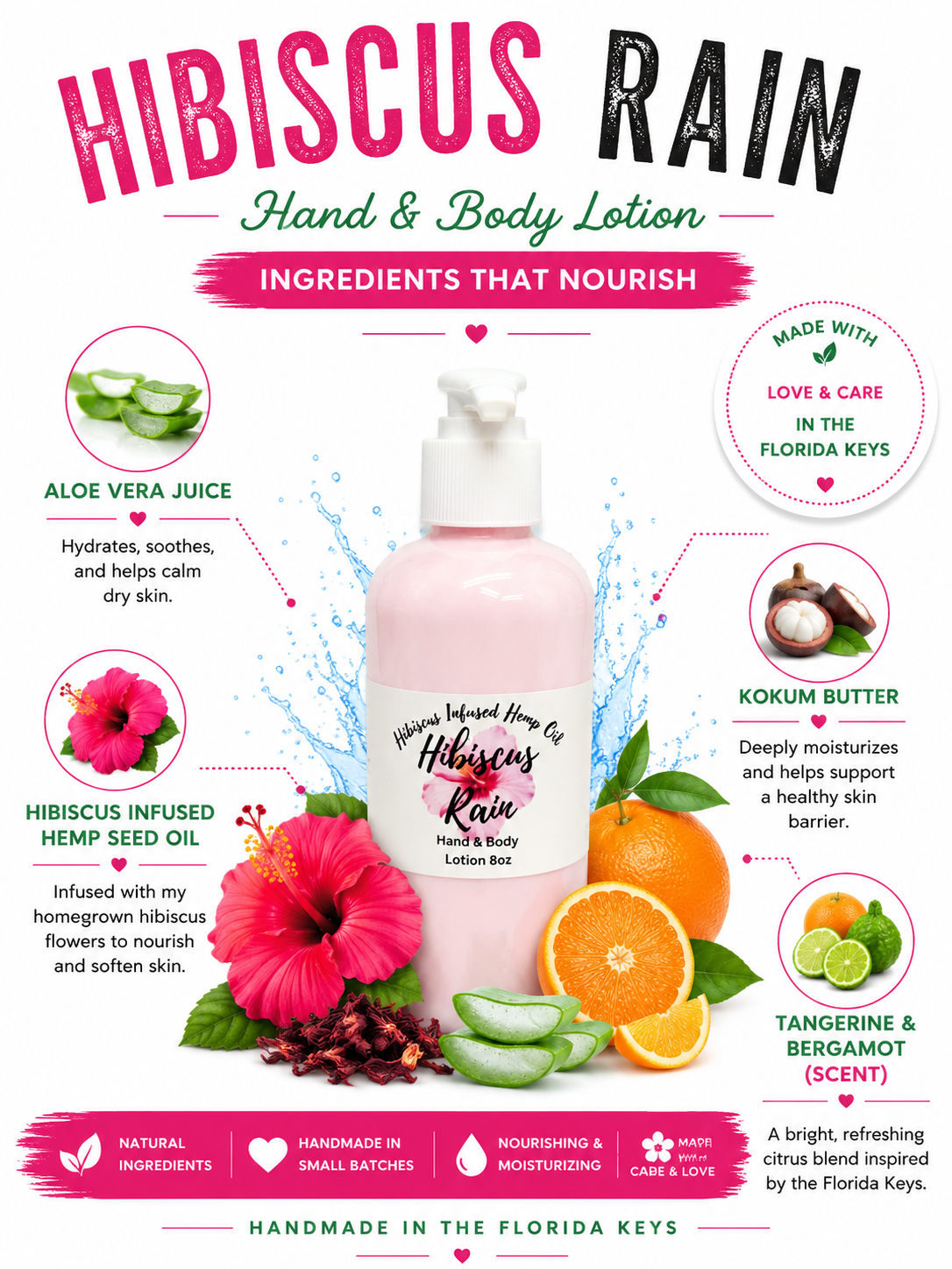 Hibiscus Rain Infused Aloe & Shea Lotion – Tangerine Raspberry 8oz