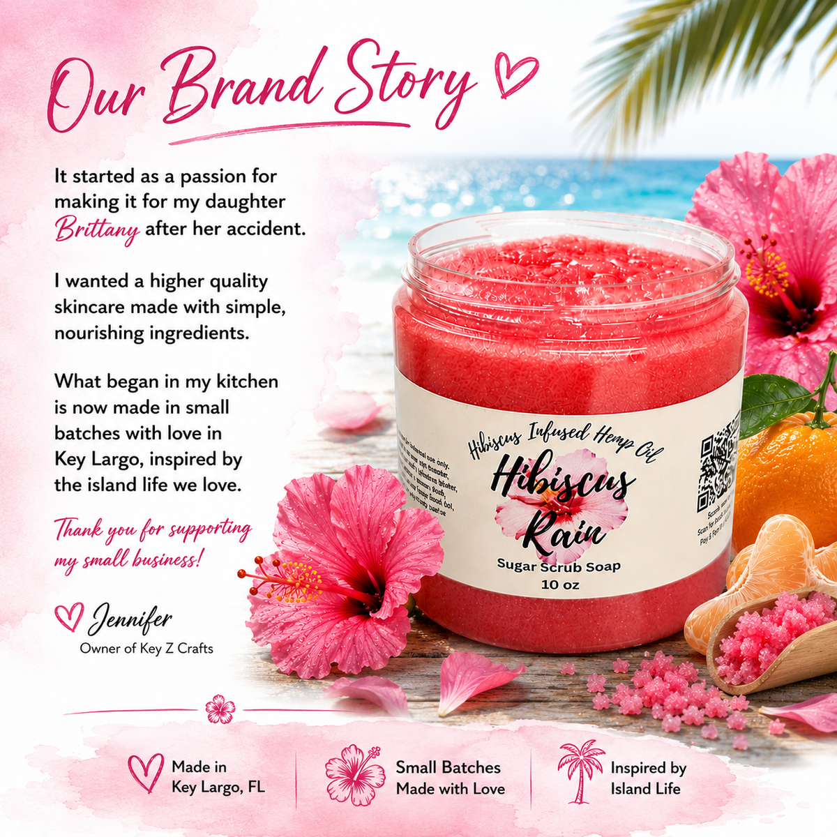 Hibiscus Rain Sugar Scrub Soap – Tangerine Raspberry 8oz