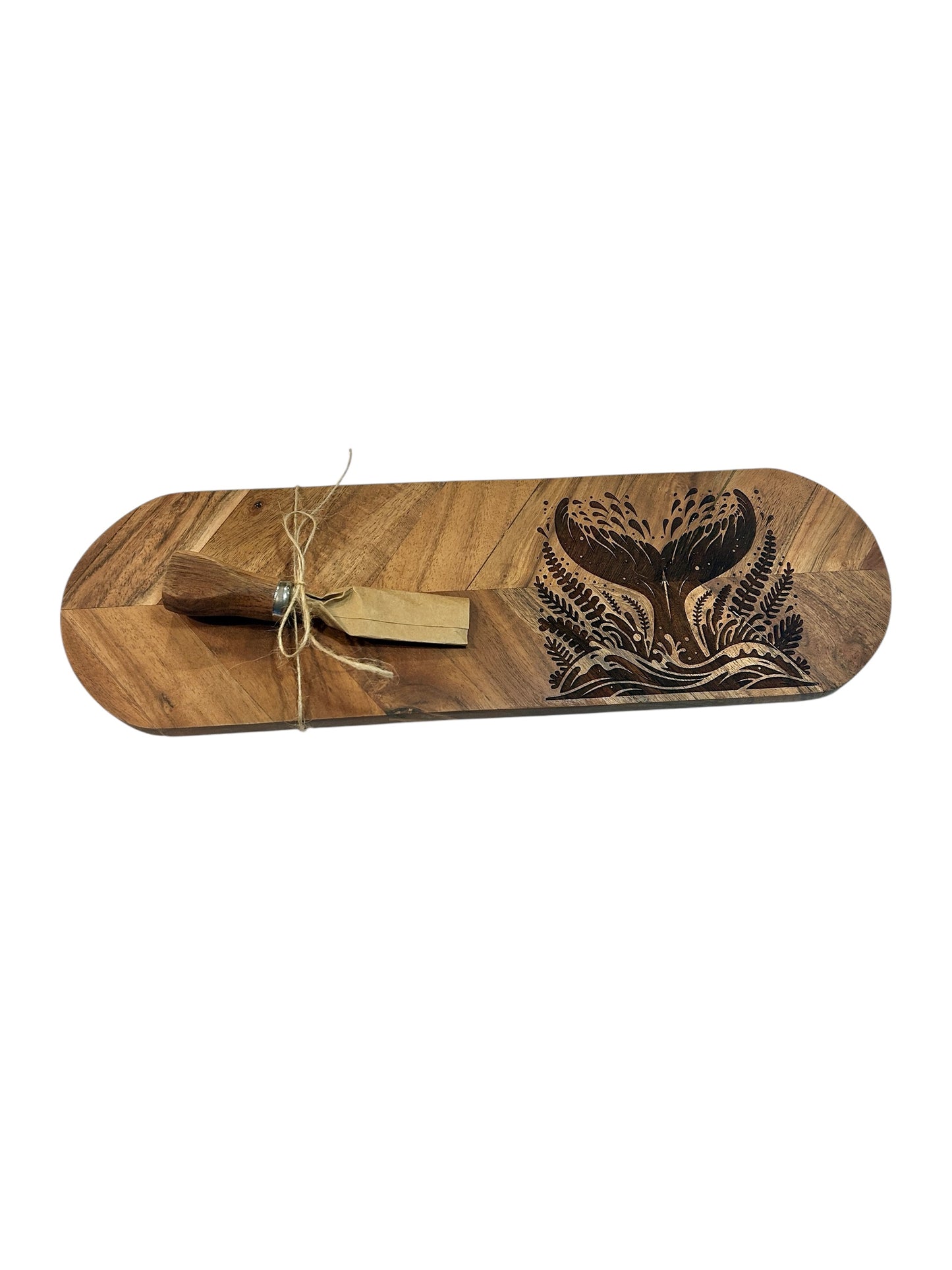 Sea Life Engraved Cheese Board w/Cheese Knife
