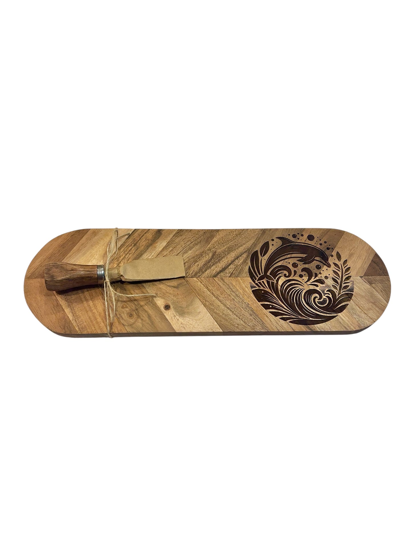 Sea Life Engraved Cheese Board w/Cheese Knife