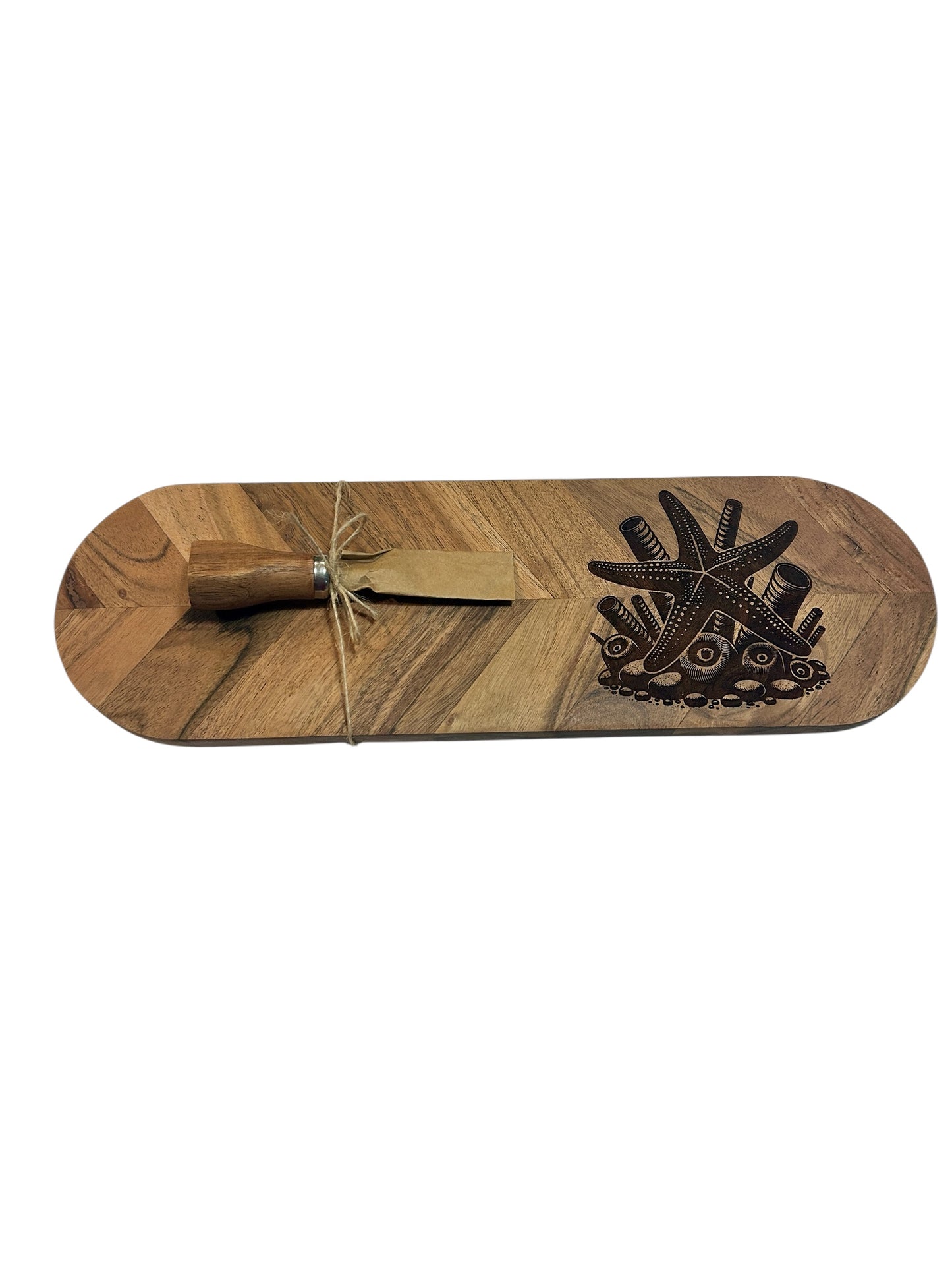 Sea Life Engraved Cheese Board w/Cheese Knife