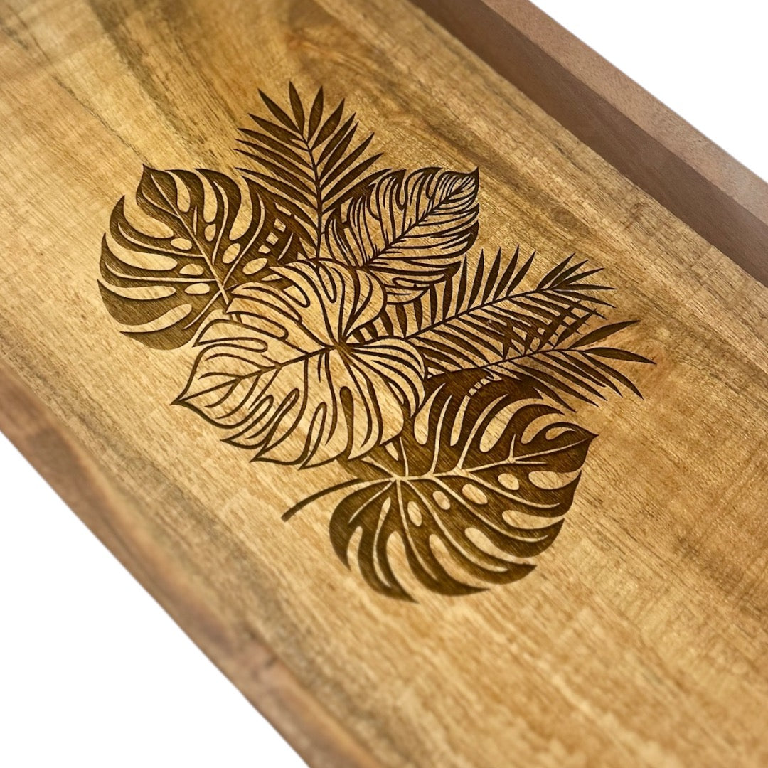 Monstera Engraved Wooden Tray