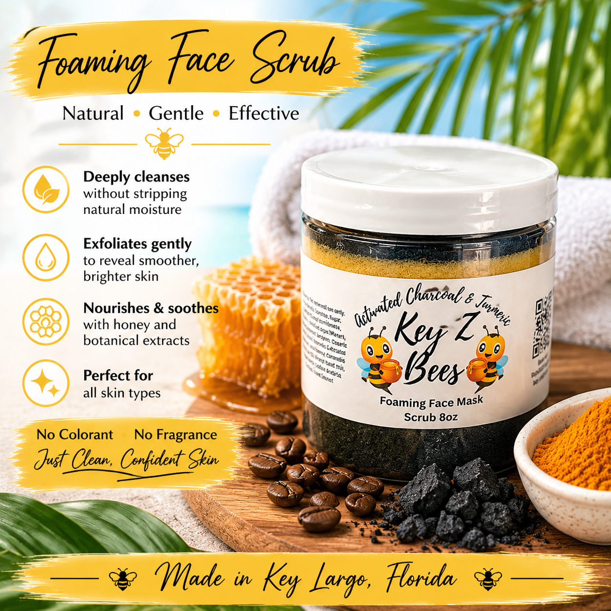 Key Z Bees Foaming Face Mask Scrub 8oz