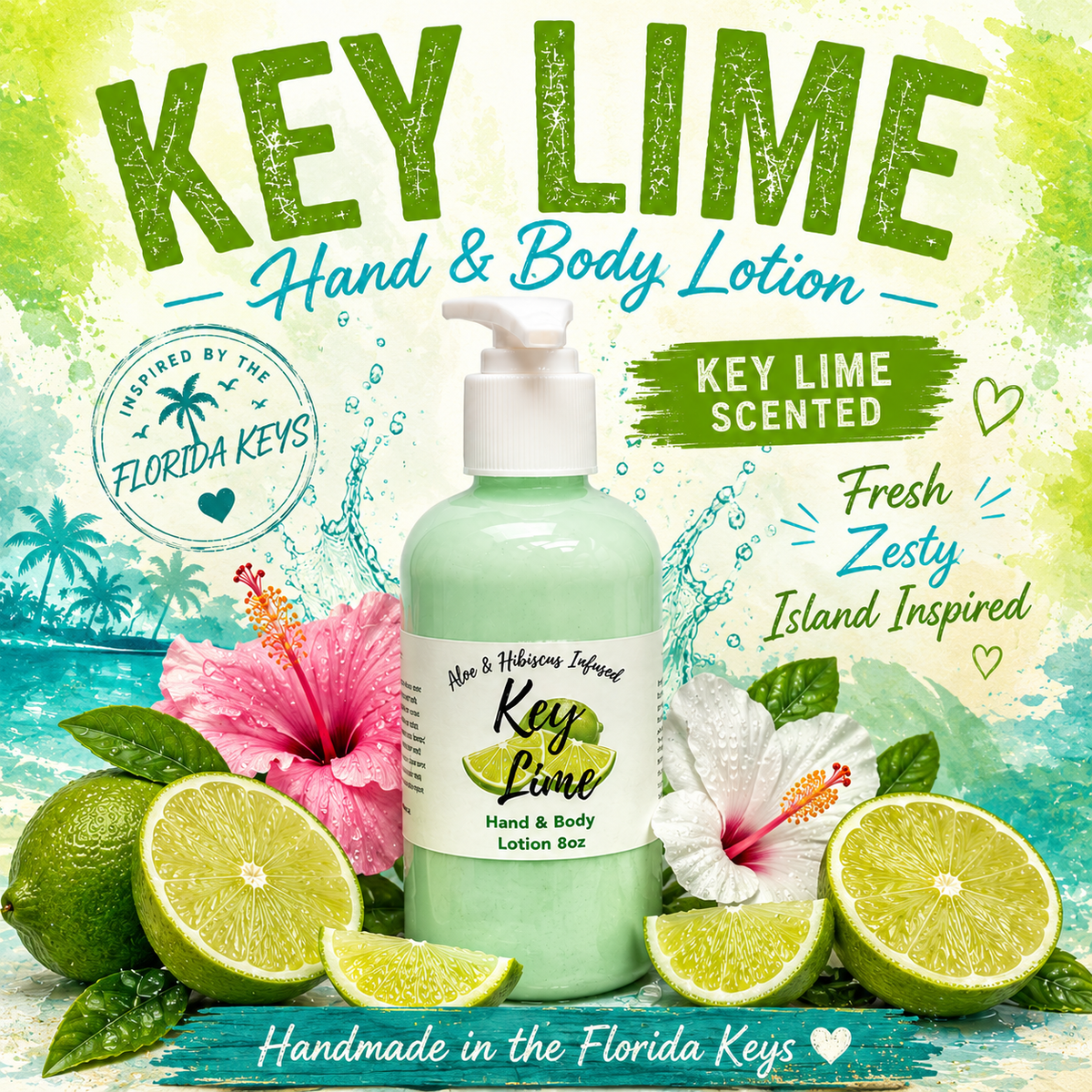 Key Lime Hibiscus Infused Hand & Body Lotion 8oz