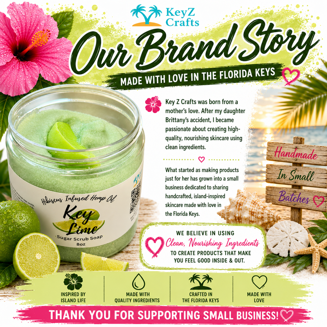 Key Lime Hibiscus Infused Sugar Scrub Soap 08 oz
