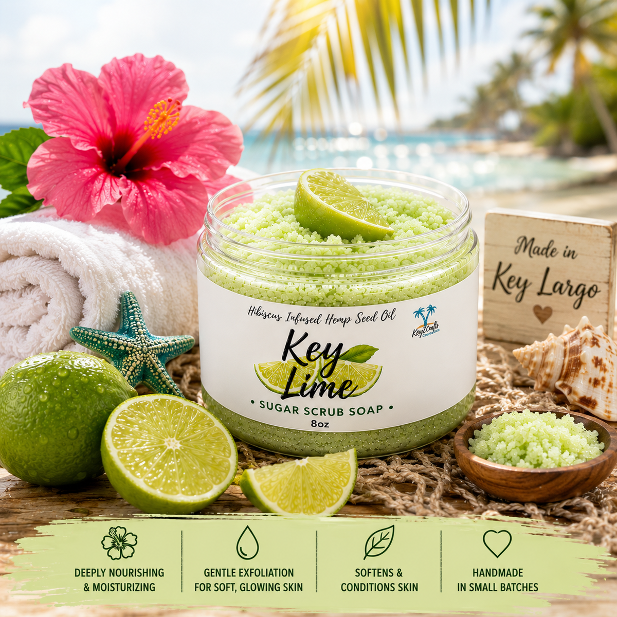 Key Lime Hibiscus Infused Sugar Scrub Soap 08 oz