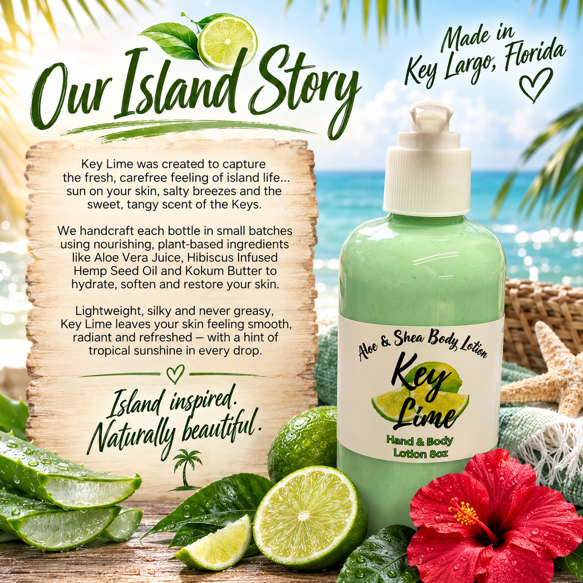 Key Lime Hibiscus Infused Hand & Body Lotion 8oz
