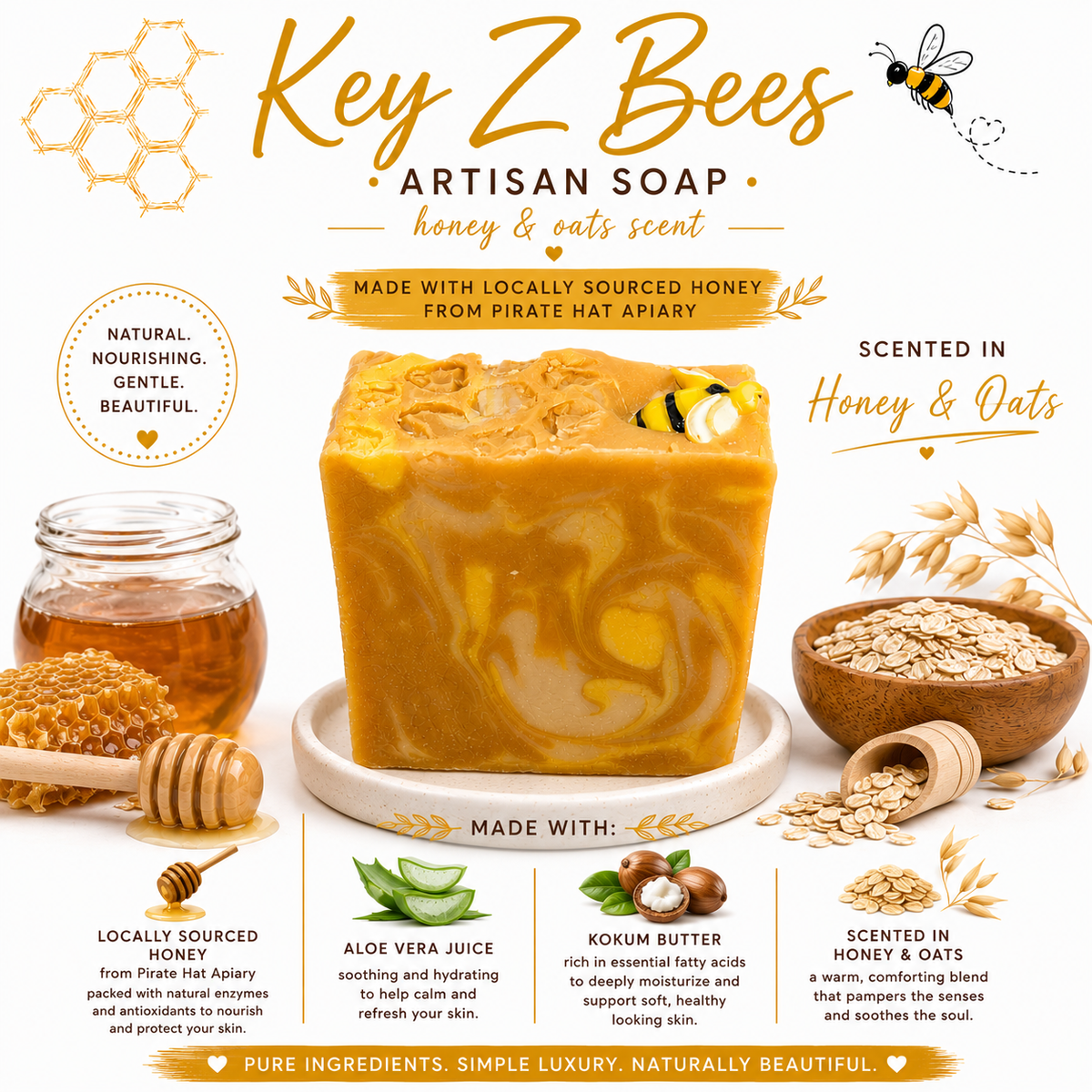 Key Z Bees Honey & Oats Artisan Soap