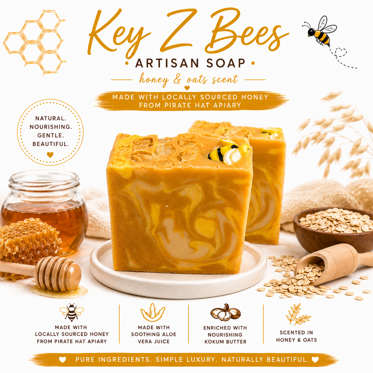 Key Z Bees Honey & Oats Artisan Soap