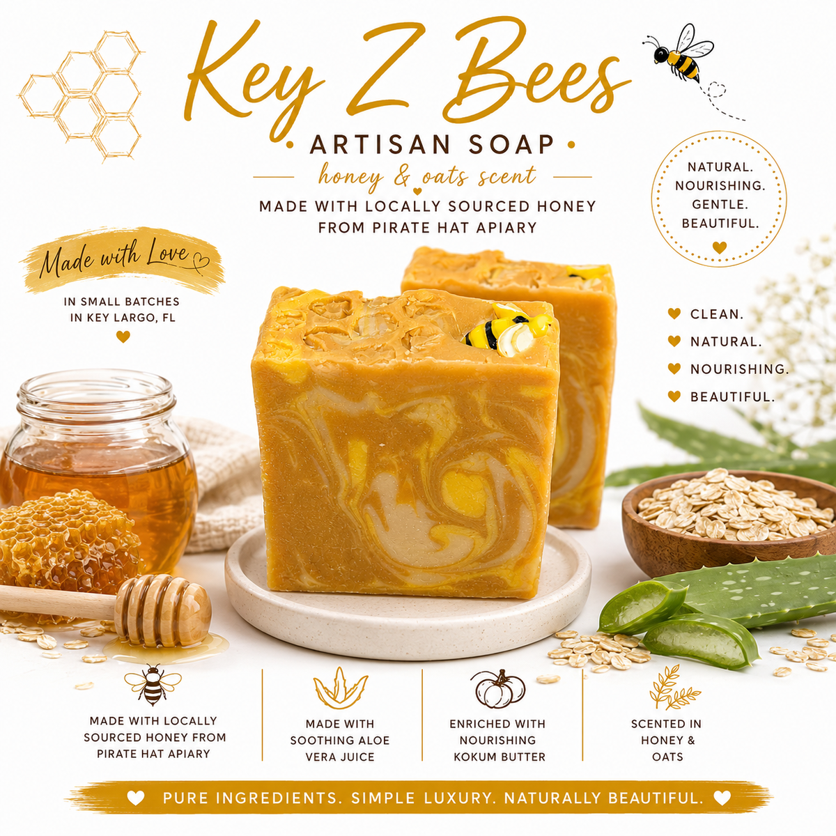 Key Z Bees Honey & Oats Artisan Soap