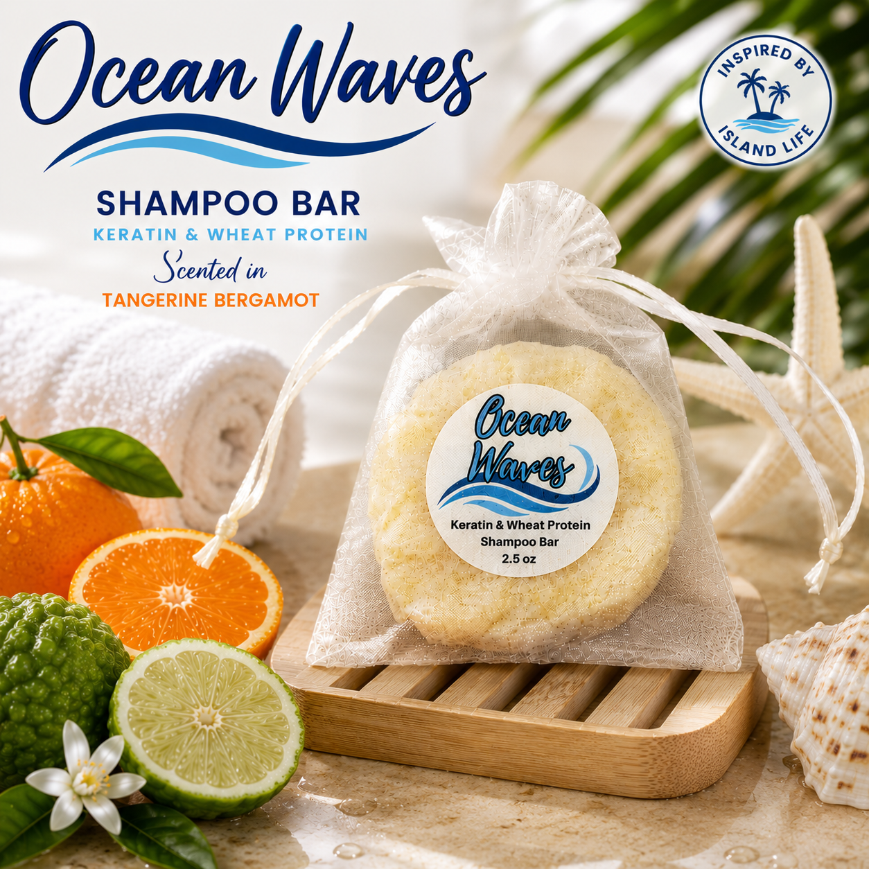 Ocean Waves Shampoo Bar – Keratin & Wheat Protein (3.5 oz)