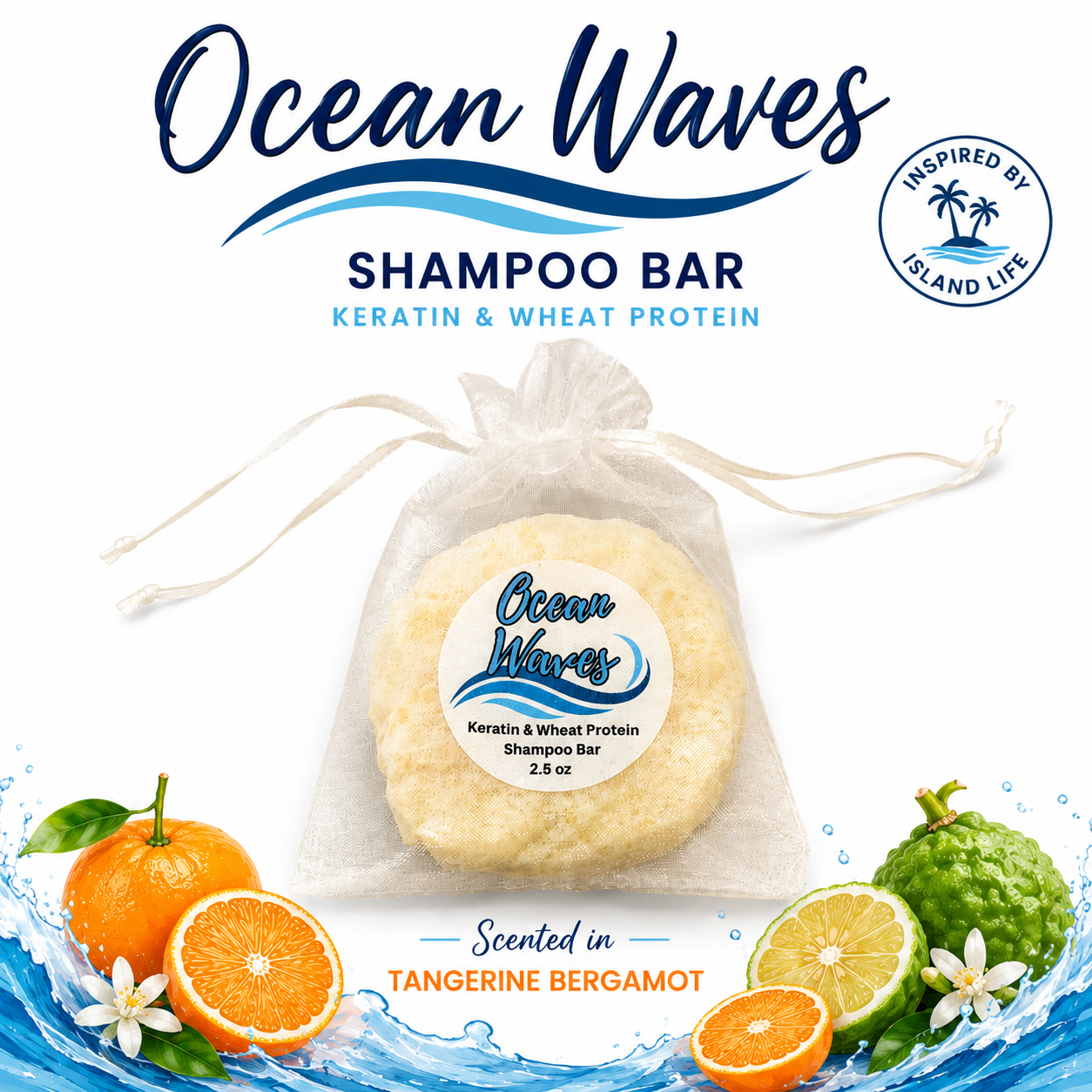 Ocean Waves Shampoo Bar – Keratin & Wheat Protein (3.5 oz)