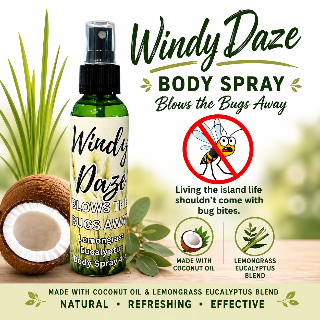 Windy Daze Body Spray – Lemongrass & Eucalyptus (4 oz & 2 oz)